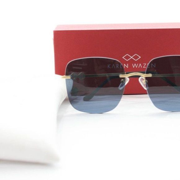 KAREN WAZEN BLACK SQUARE FRAME RIMLESS SUNGLASSES main image 9